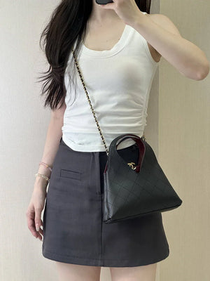 Chanel Hobo Bag Calfskin & Gold-Tone Metal As6392 Black - Default Title - View 10