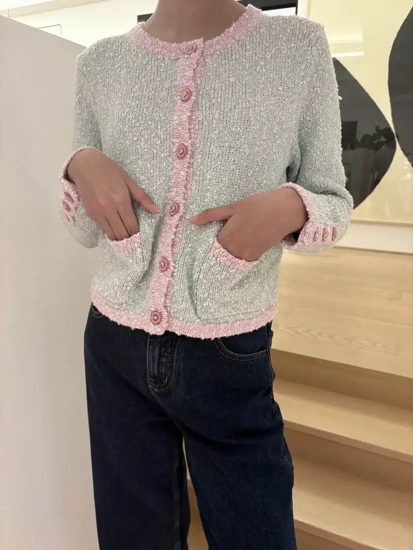 Chanel Women Yarn crew neck jacket C62321