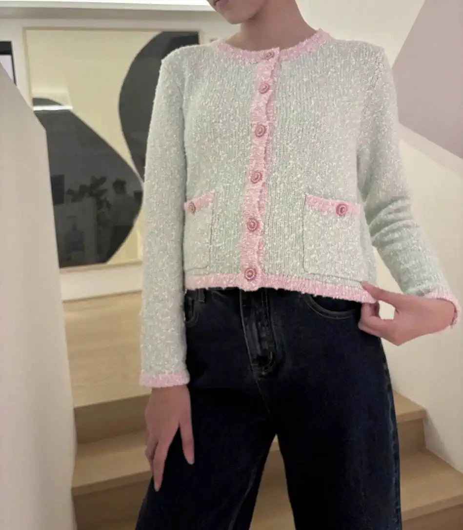 Chanel Women Yarn crew neck jacket C62321