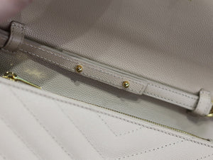 YSL 377828 Classic Cassandre chain wallet in grain de Poudre leather Apricot - Default Title - View 9
