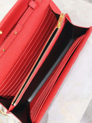 YSL 377828 Classic Cassandre chain wallet in grain de Poudre leather Red - Default Title - View 8