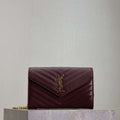 YSL 377828 Classic Cassandre chain wallet in grain de Poudre leather Wine Red - Default Title - View 1