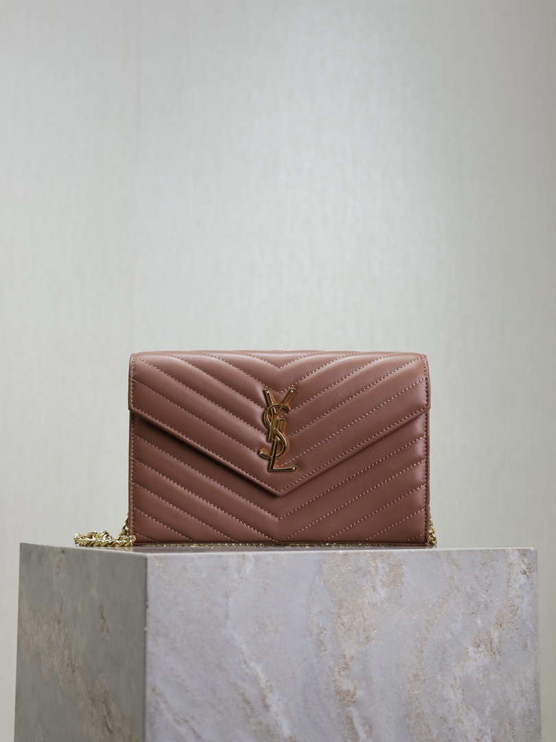 YSL 377828 Classic Cassandre chain wallet in Lambskin Nude - Default Title - View 1