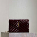 YSL 377828 Classic Cassandre chain wallet in Wax leather Wine Red - Default Title - View 1