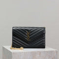 YSL 377828 Classic Cassandre chain wallet in Lambskin Black - Default Title - View 1