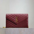 YSL 377828 Classic Cassandre chain wallet in Lambskin Wine Red - Default Title - View 1
