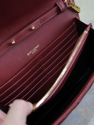 YSL 377828 Classic Cassandre chain wallet in Lambskin Wine Red - Default Title - View 9