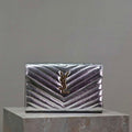YSL 377828 Classic Cassandre chain wallet in Lambskin Silver - Default Title - View 1