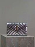 YSL 377828 Classic Cassandre chain wallet in Lambskin Silver