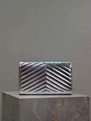 YSL 377828 Classic Cassandre chain wallet in Lambskin Silver - Default Title - View 5