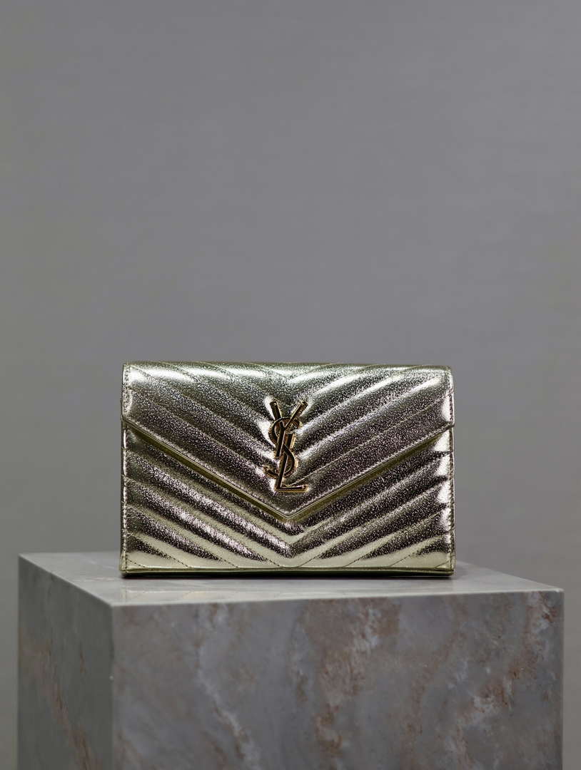 YSL 377828 Classic Cassandre chain wallet in Lambskin Gold