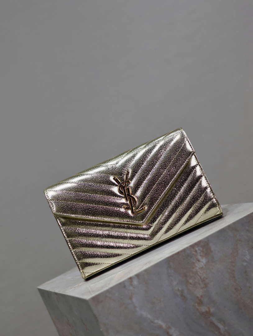 YSL 377828 Classic Cassandre chain wallet in Lambskin Gold