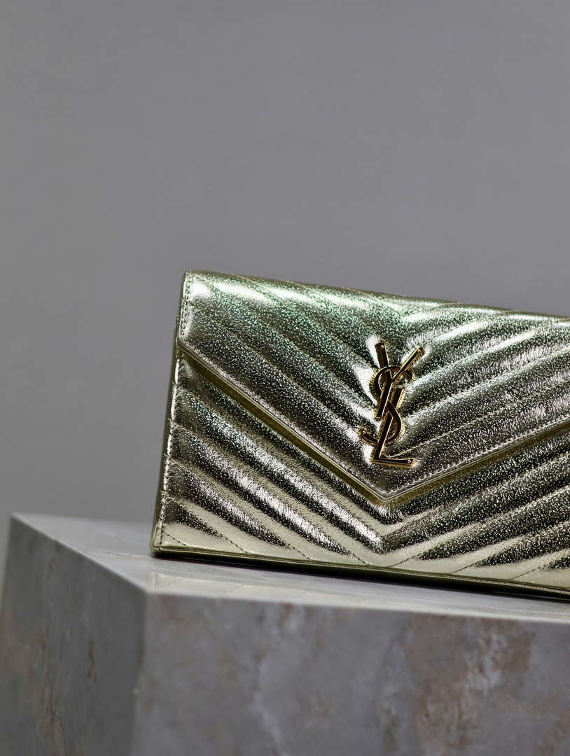 YSL 377828 Classic Cassandre chain wallet in Lambskin Gold