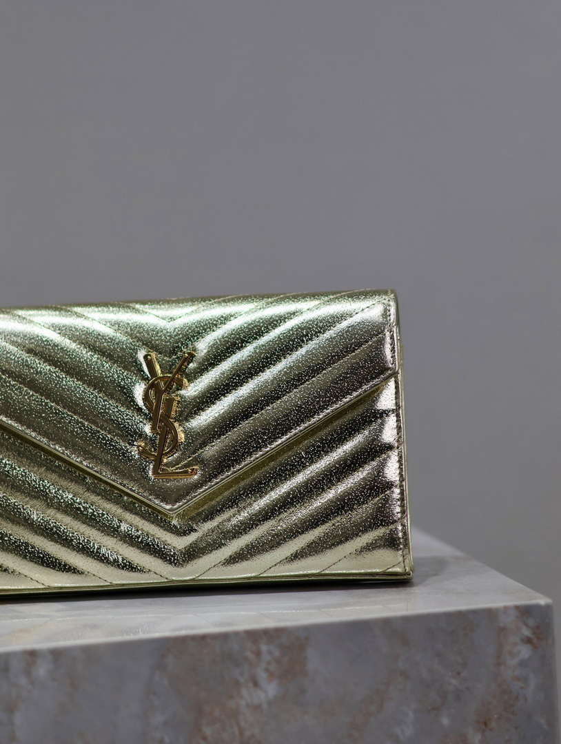 YSL 377828 Classic Cassandre chain wallet in Lambskin Gold
