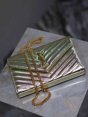 YSL 377828 Classic Cassandre chain wallet in Lambskin Gold - Default Title - View 6