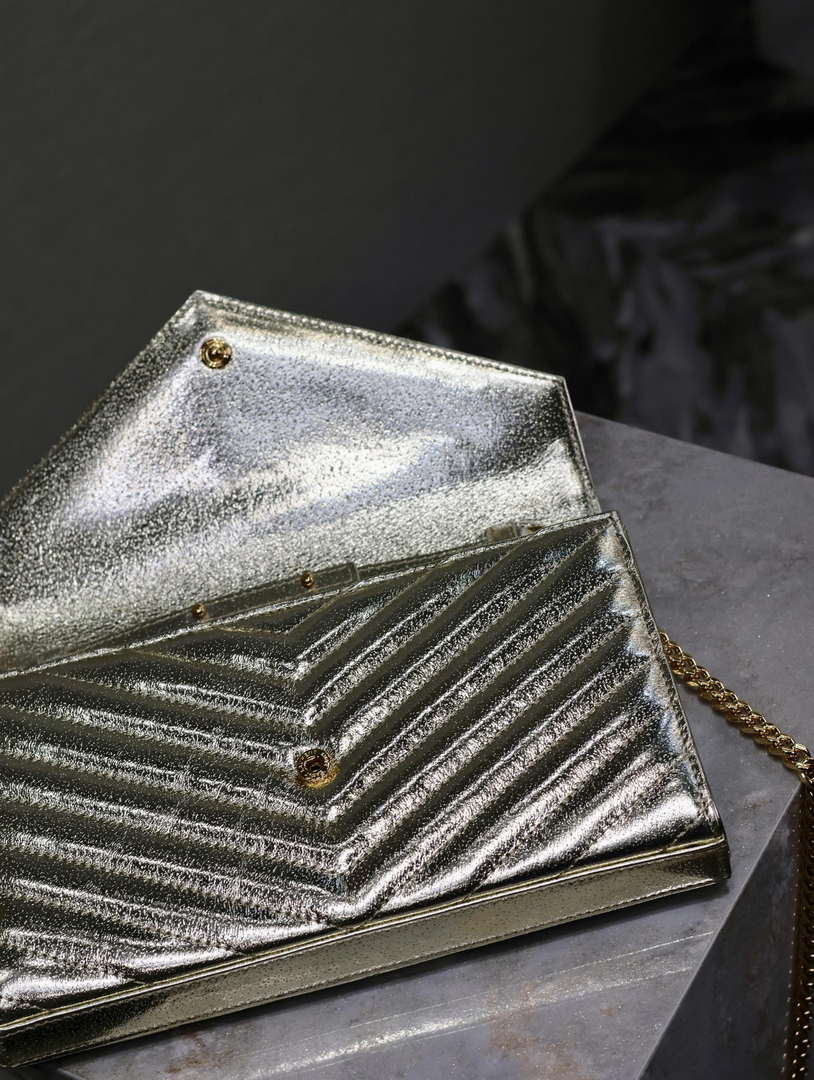 YSL 377828 Classic Cassandre chain wallet in Lambskin Gold