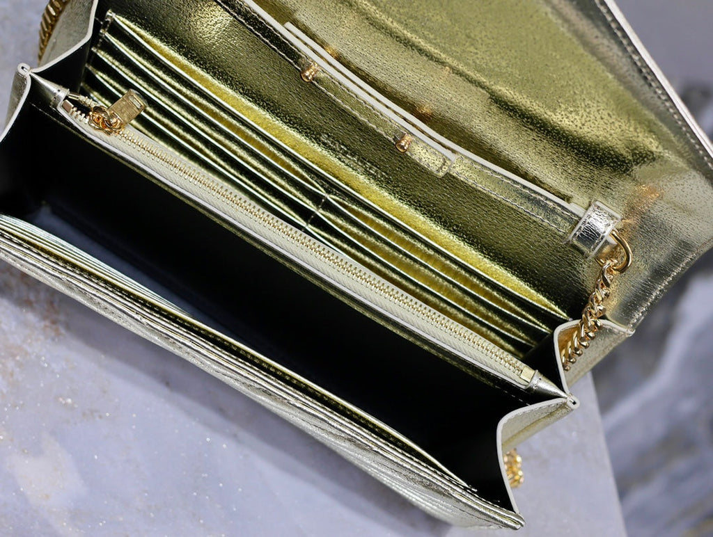 YSL 377828 Classic Cassandre chain wallet in Lambskin Gold