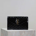 YSL 377828 Classic Cassandre chain wallet in Patent leather Black - Default Title - View 1