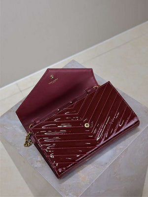 YSL 377828 Classic Cassandre chain wallet in Patent leather Wine Red - Default Title - View 6