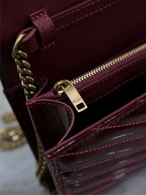 YSL 377828 Classic Cassandre chain wallet in Patent leather Wine Red - Default Title - View 8