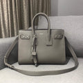 YSL 378299 Yves Saint Laurent Classic Sac De Jour Small in Grained Leather Gray - Default Title - View 1