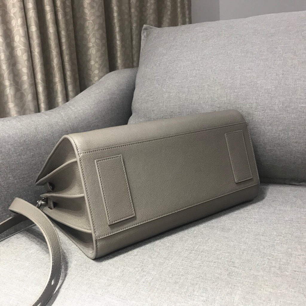 YSL 378299 Yves Saint Laurent Classic Sac De Jour Small in Grained Leather Gray