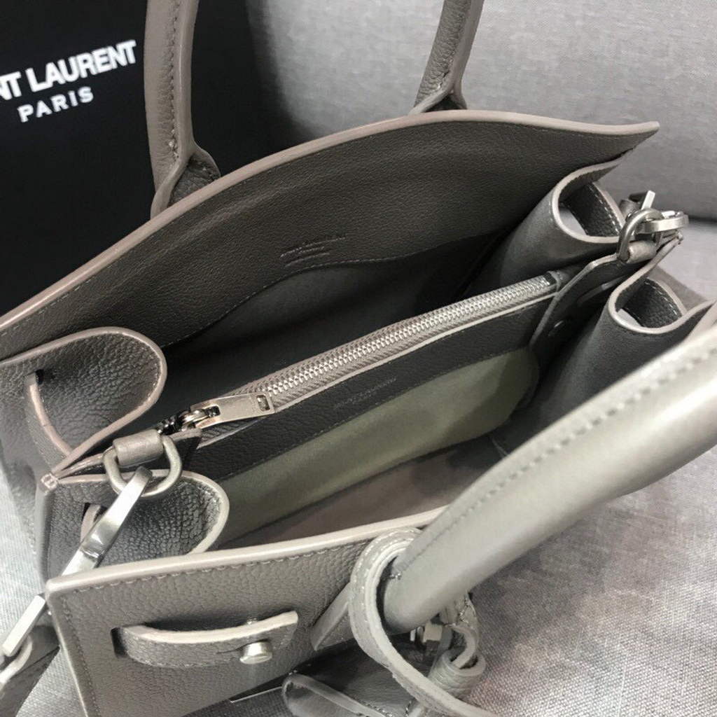 YSL 392035 Sac de Jour Nano in Grained Leather Gray
