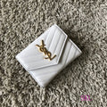 YSL 403943 Yves Saint Laurent Compact Tri-Fold Wallet White - luxibagsmall
