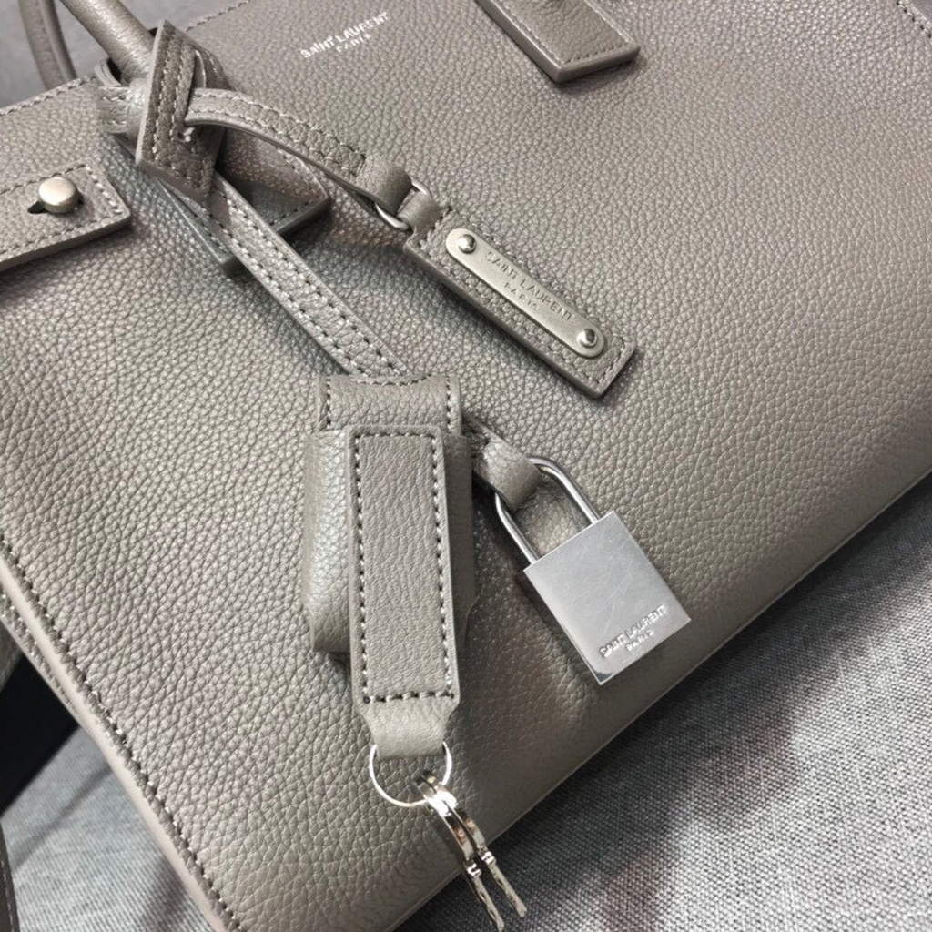 YSL 421863 Classic Sac de Jour Baby in Smooth Leather Gray