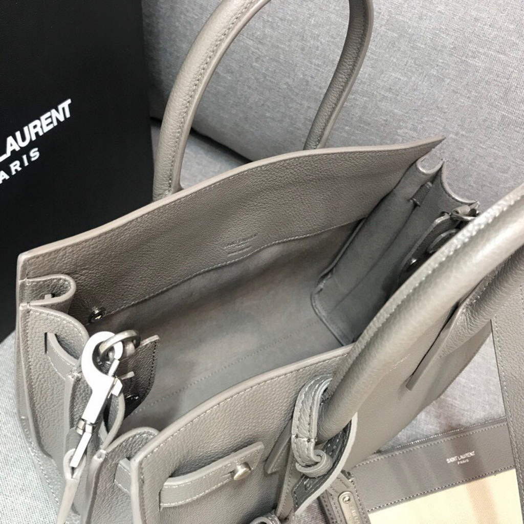 YSL 421863 Classic Sac de Jour Baby in Smooth Leather Gray