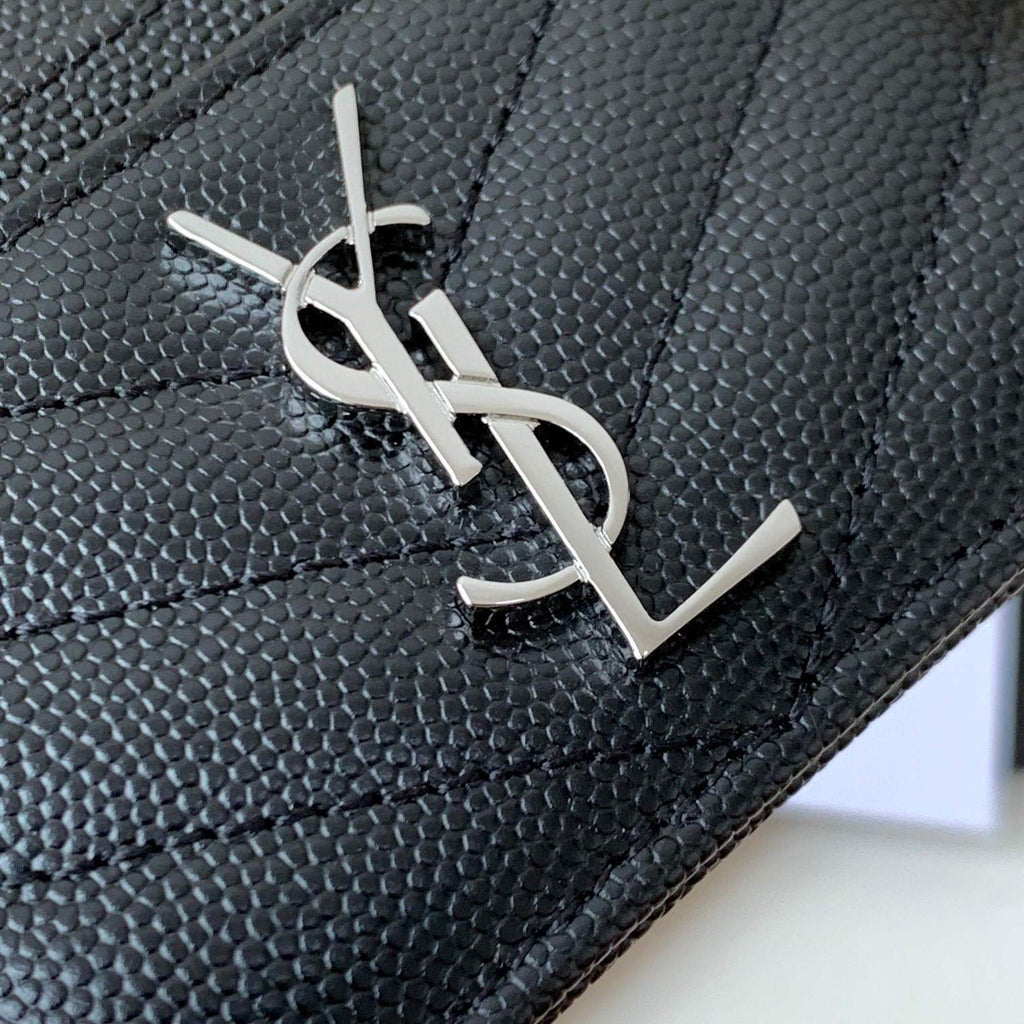 YSL 423291 Yves Saint Laurent Monogram card case in grain de poudre embossed leather - luxibagsmall