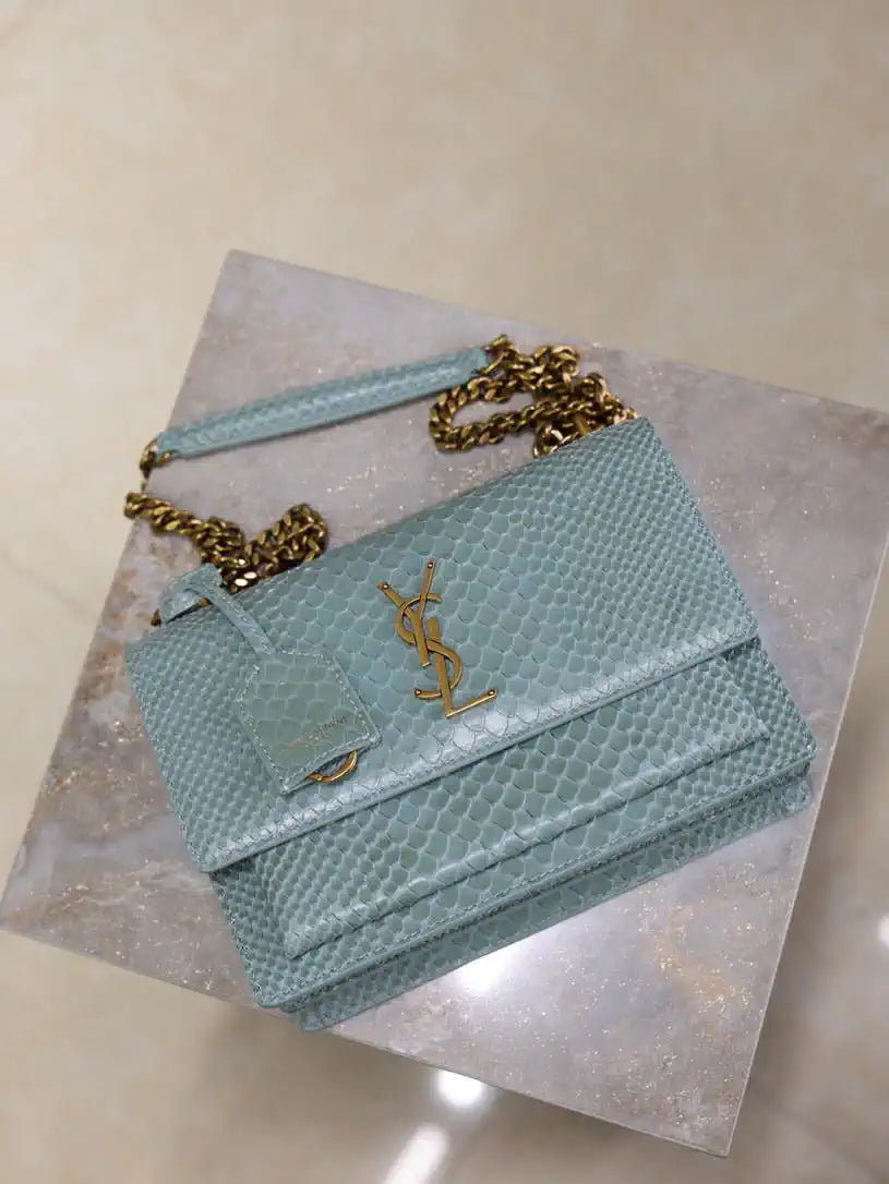 YSL 442906 SUNSET MEDIUM IN Aqua python print