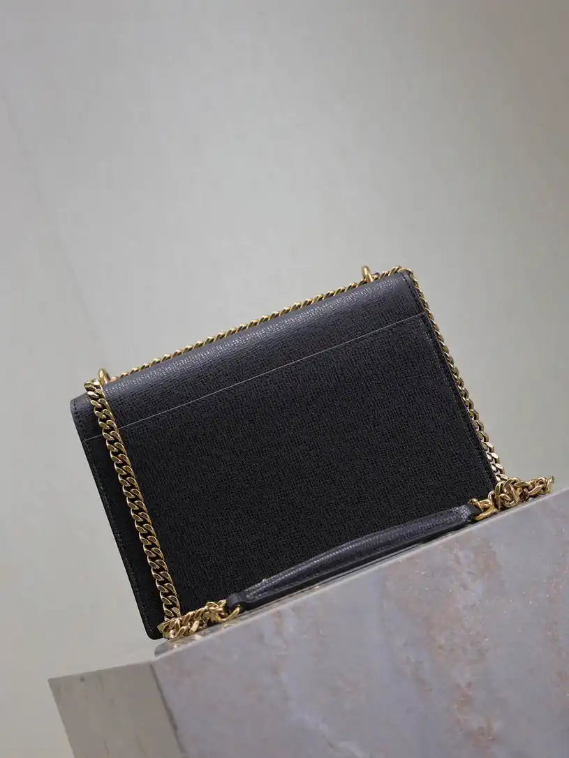 YSL 442906 SUNSET MEDIUM IN Black grained cowhide leather