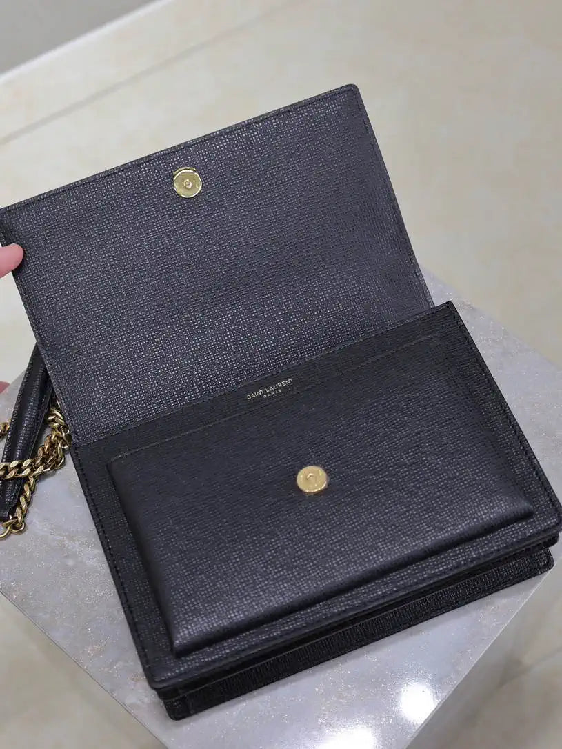 YSL 442906 SUNSET MEDIUM IN Black grained cowhide leather