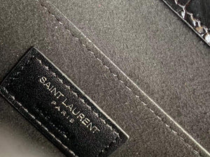 YSL 442906 Sunset Medium In Crocodile Embossed Shiny Leather Black - Default Title - View 9
