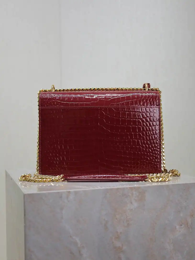 YSL 442906 SUNSET MEDIUM IN Red crocodile leather