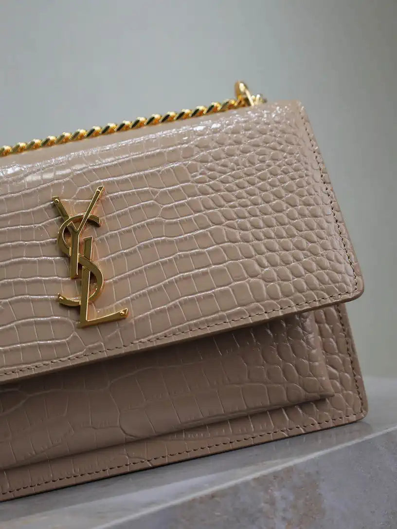 YSL 442906 SUNSET MEDIUM IN Apricot crocodile leather