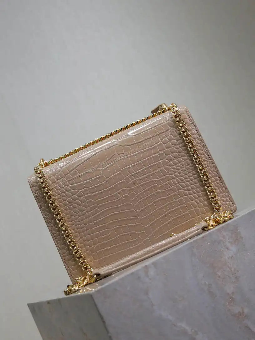 YSL 442906 SUNSET MEDIUM IN Apricot crocodile leather