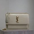 YSL 442906 SUNSET MEDIUM IN White crocodile leather