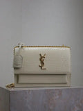YSL 442906 SUNSET MEDIUM IN White crocodile leather