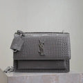 YSL 442906 SUNSET MEDIUM IN Gray crocodile leather