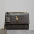 YSL 442906 SUNSET MEDIUM IN Green lizard-effect leather