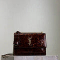 YSL 442906 SUNSET MEDIUM IN Patent LEATHER leopard patent leather