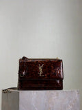 YSL 442906 SUNSET MEDIUM IN Patent LEATHER leopard patent leather