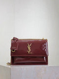 YSL 442906 SUNSET MEDIUM IN Patent LEATHER Wine Red