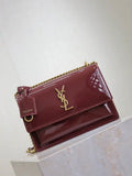 YSL 442906 SUNSET MEDIUM IN patent leather Wine Red
