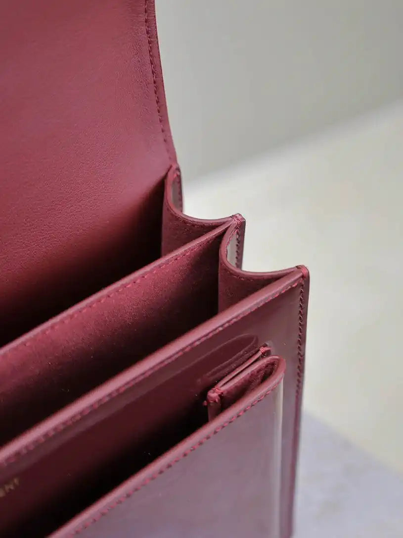 YSL 442906 SUNSET MEDIUM IN patent leather Wine Red