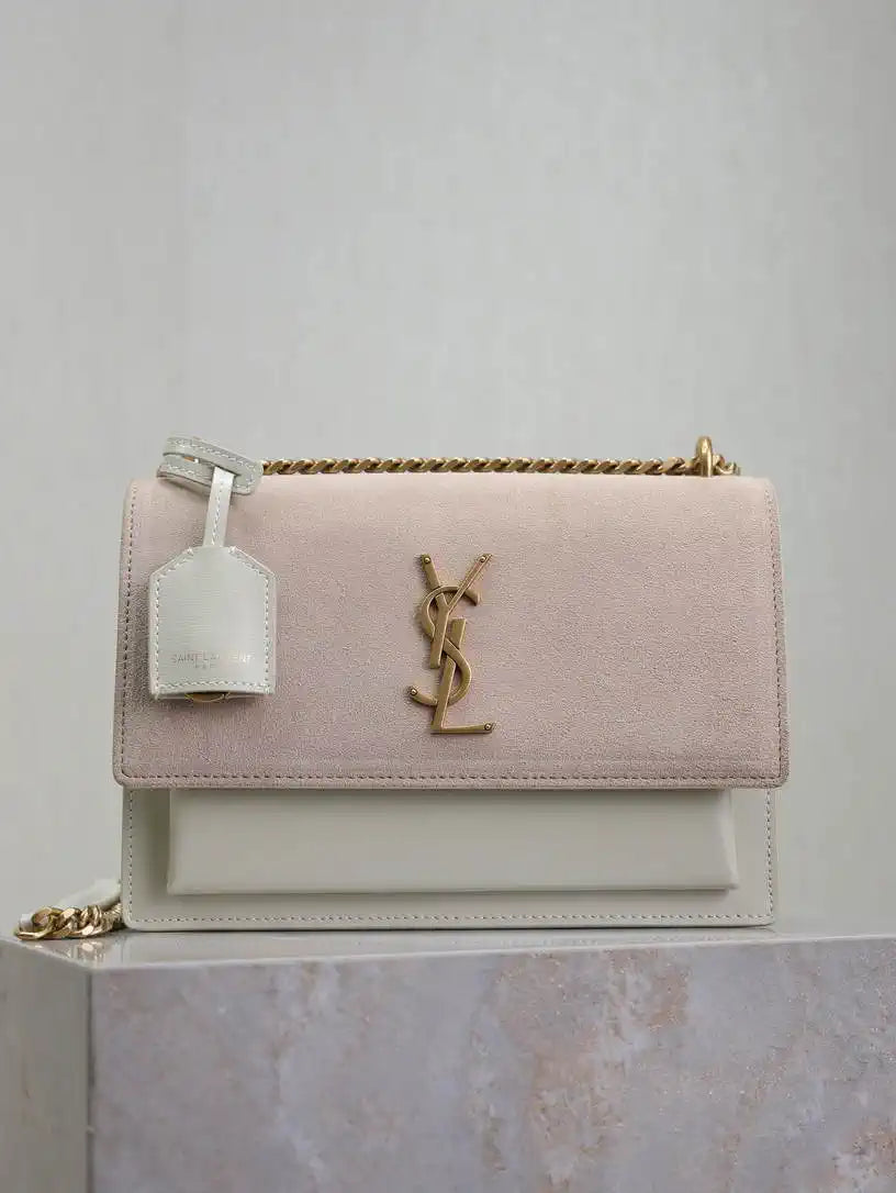 YSL 442906 SUNSET MEDIUM IN SMOOTH LEATHER Beige Pink