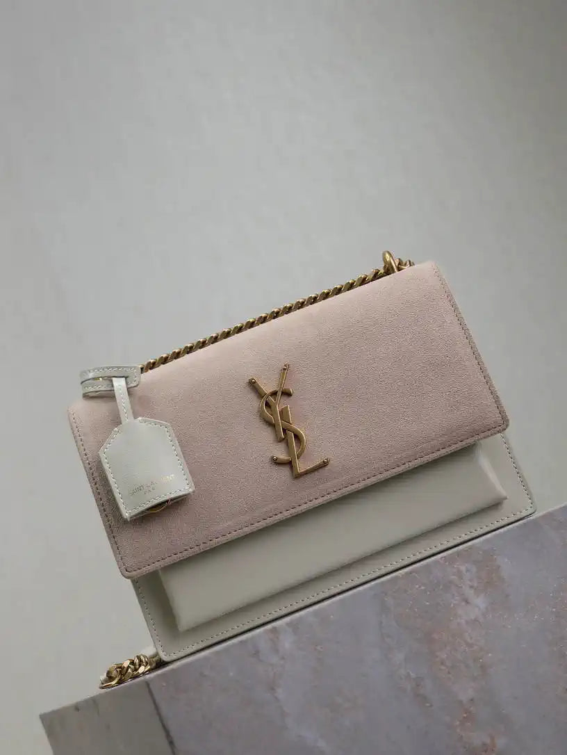 YSL 442906 SUNSET MEDIUM IN SMOOTH LEATHER Beige Pink