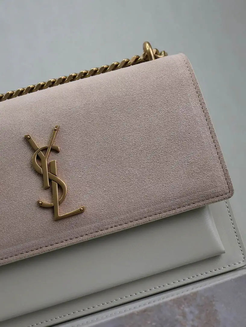 YSL 442906 SUNSET MEDIUM IN SMOOTH LEATHER Beige Pink